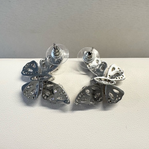 Silver Butterfly CZ Diamond Stud Earrings New - Picture 4 of 6